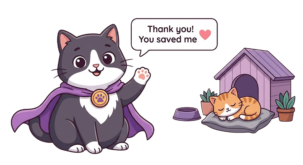 TabbyFund Mascot Rescue Scene